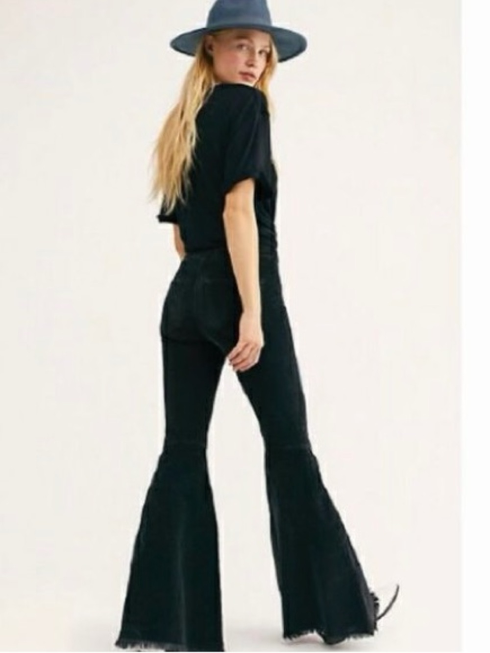 We The Free Just Float On Corduroy High-Waist Black Bell Bottom - Women
